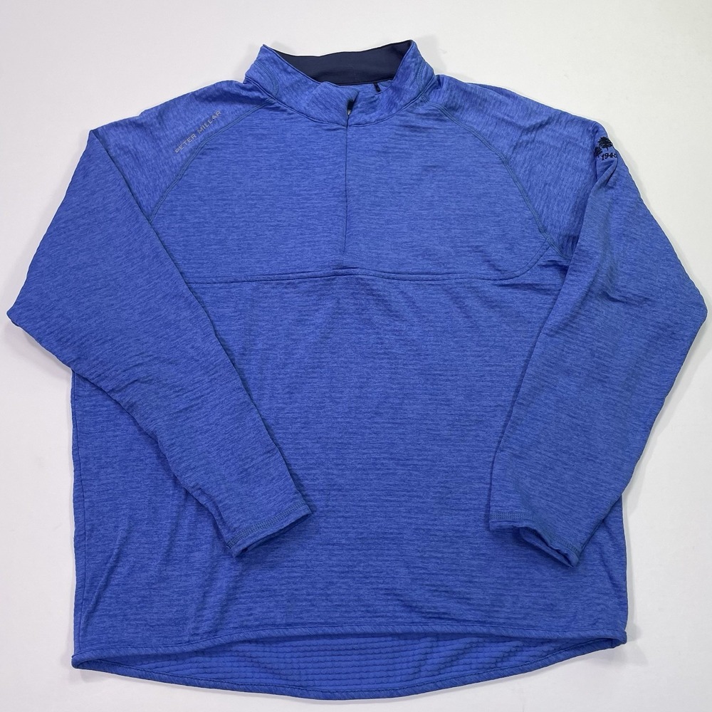 Peter Millar Pullover Mens XL Blue Maven Performance Grid Fleece Lined Golf 1945